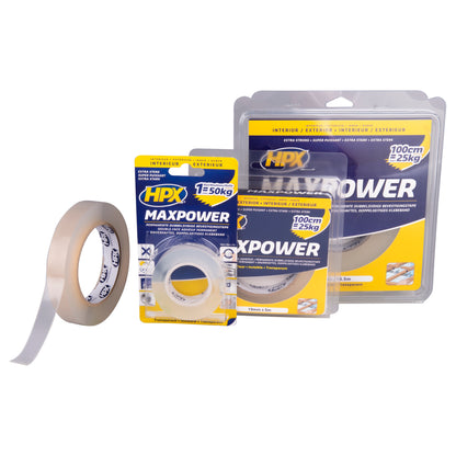RUBAN ADHÉSIF MAX POWER TRANSPARENT DOUBLE FACE - 19MM X 2M HPX