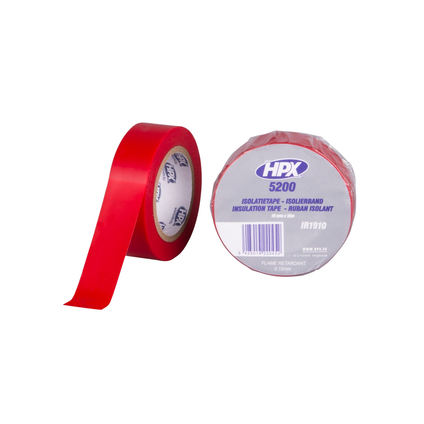 RUBAN ADHESIF ISOLANT PVC ROUGE 19MM X 10M HPX