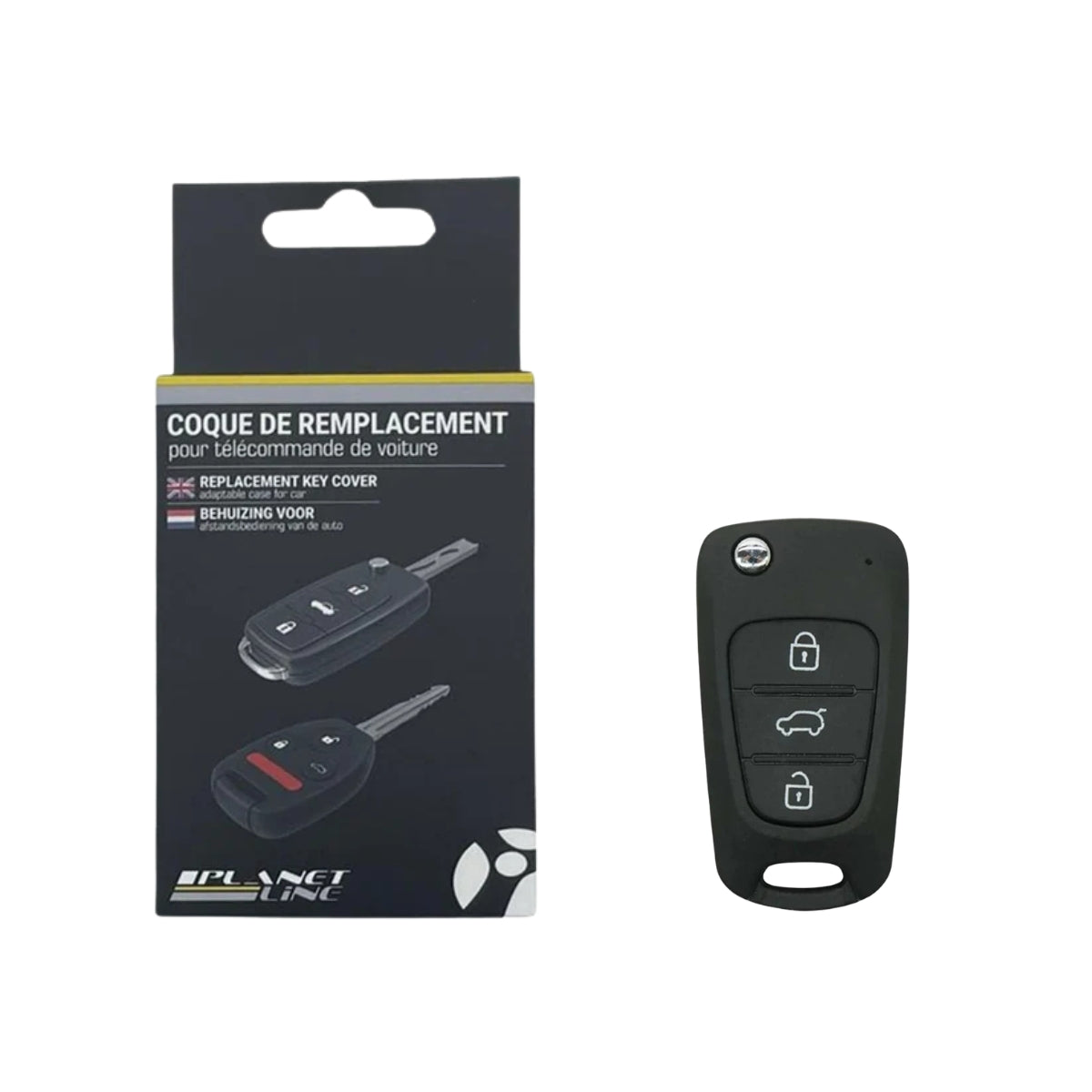 COQUE CLE ADAPTABLE POUR KIA HYUNDAI 3 BOUTONS LAME FRAISEE  KEYSKAR