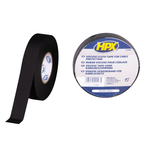 RUBAN ADHESIF TOILE POUR CABLAGE NOIR 19MM X 25M HPX