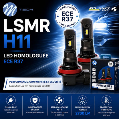 2 AMPOULES LED HOMOLOGUEES ECE R37 H11 9-16V 6000K MAX 26W