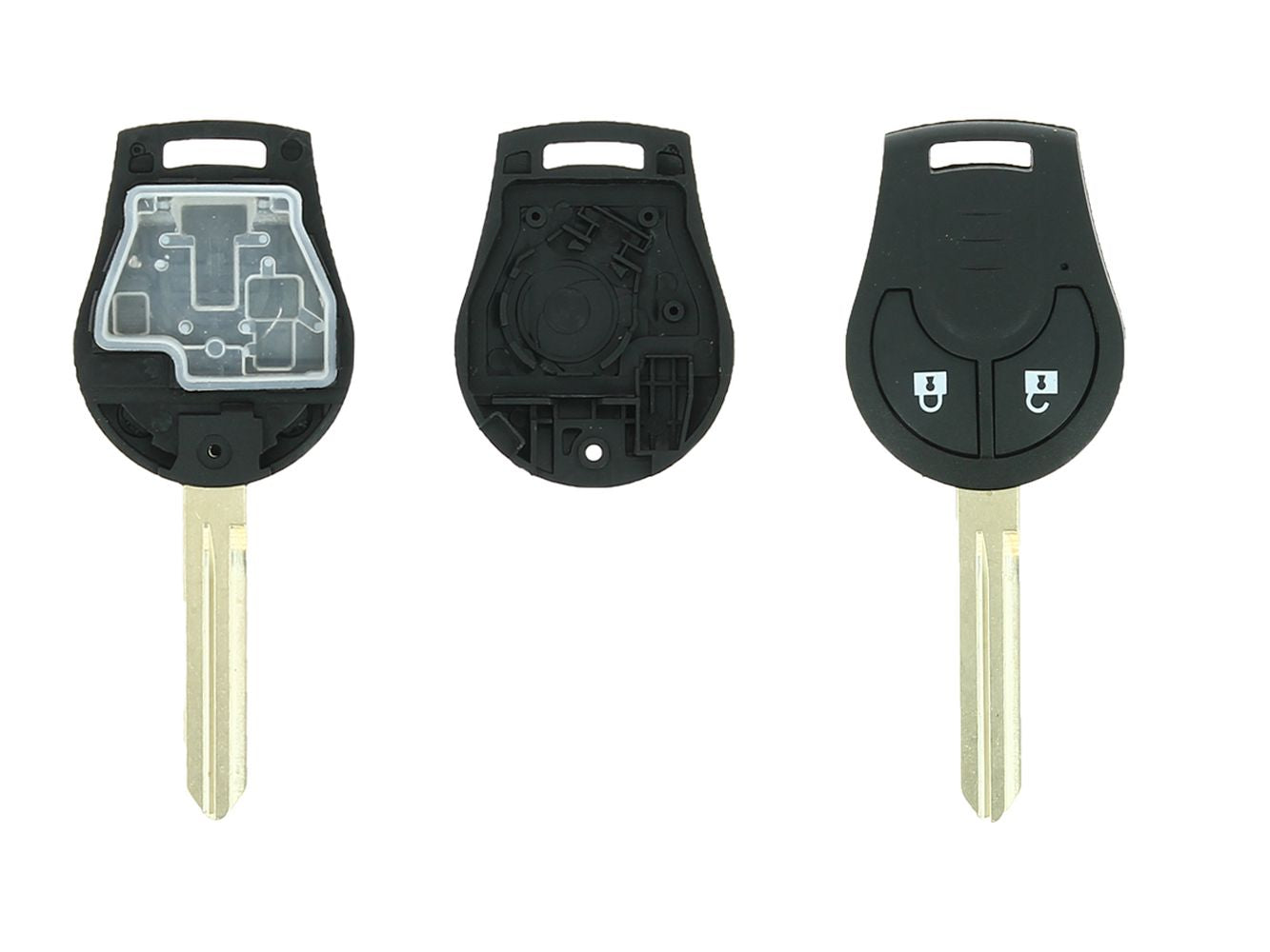 COQUE CLE ADAPTABLE NISSAN 2 BOUTONS LAME CRANTEE FIXE