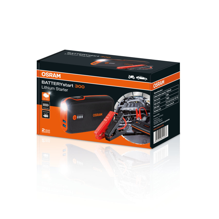 BOOSTER DEMARREUR 12V RECHARG LITHIUM 300 - 13000MAH USBX2 LED OSRAM