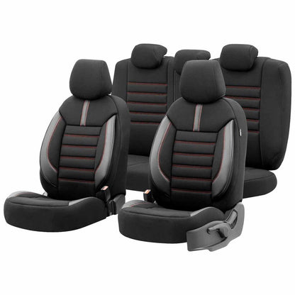JEU COMPLET DE HOUSSES DE SIEGE OTOM LIMITED 101 BLACK/RED 3-ZIP