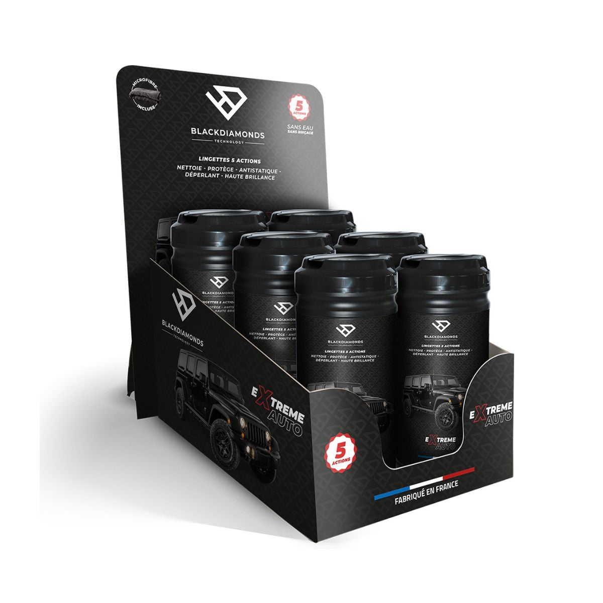 PACK PRESENTOIR DE COMPTOIR + 12 POTS DE 80 LINGETTES BLACK DIAMONDS