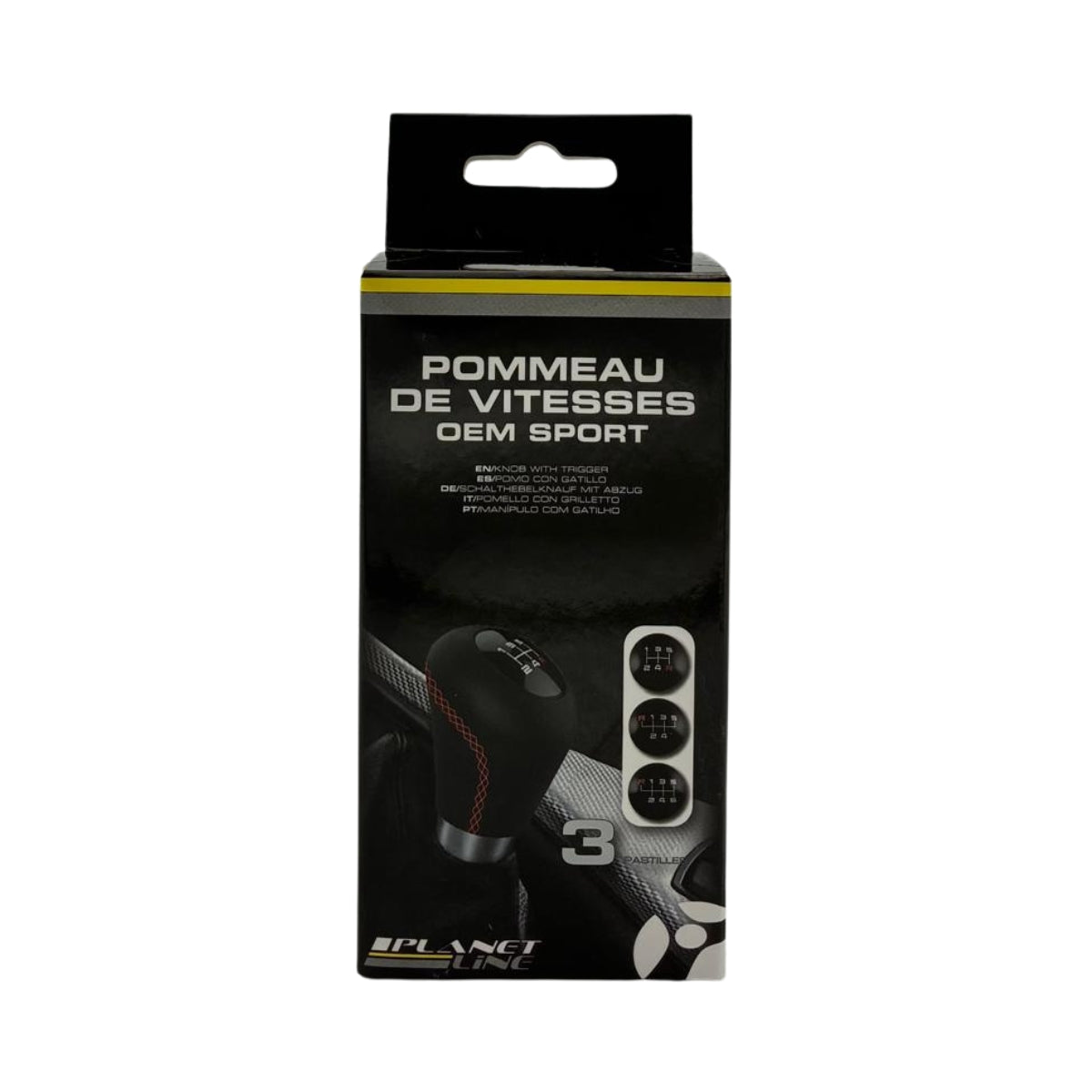 POMMEAU CUIR NOIR/ ROUGE BAGUE MARCHE AR + 3 PASTILLES DE VITESSES