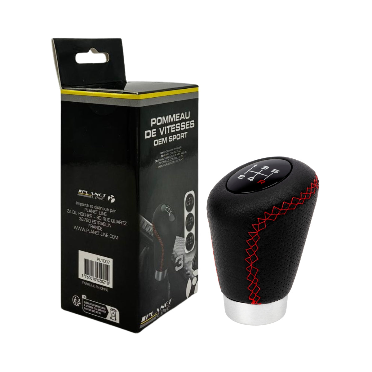POMMEAU CUIR NOIR/ ROUGE BAGUE MARCHE AR + 3 PASTILLES DE VITESSES