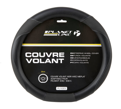 COUVRE VOLANT NOIR AVEC MEPLAT ADAPTABLE POUR PEUGEOT 208/ 308 II