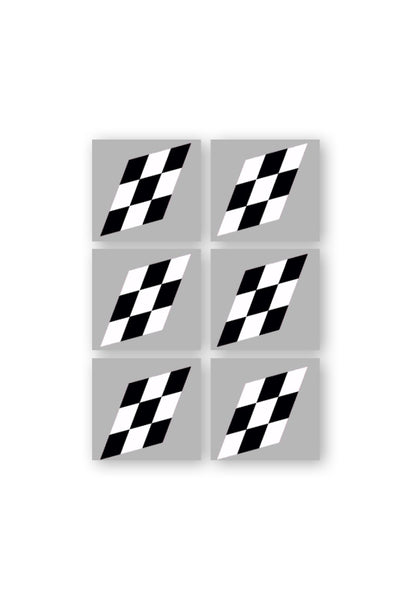 KIT 12 AUTOCOLLANTS DECO "DAMIER" (2 COTES) POUR VOITURE SANS PERMIS ABS