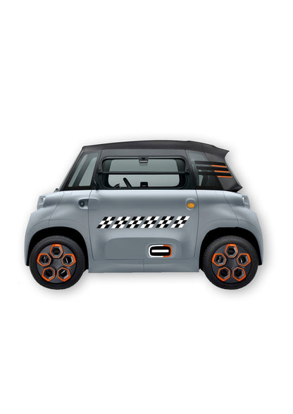 KIT 12 AUTOCOLLANTS DECO "DAMIER" (2 COTES) POUR VOITURE SANS PERMIS ABS