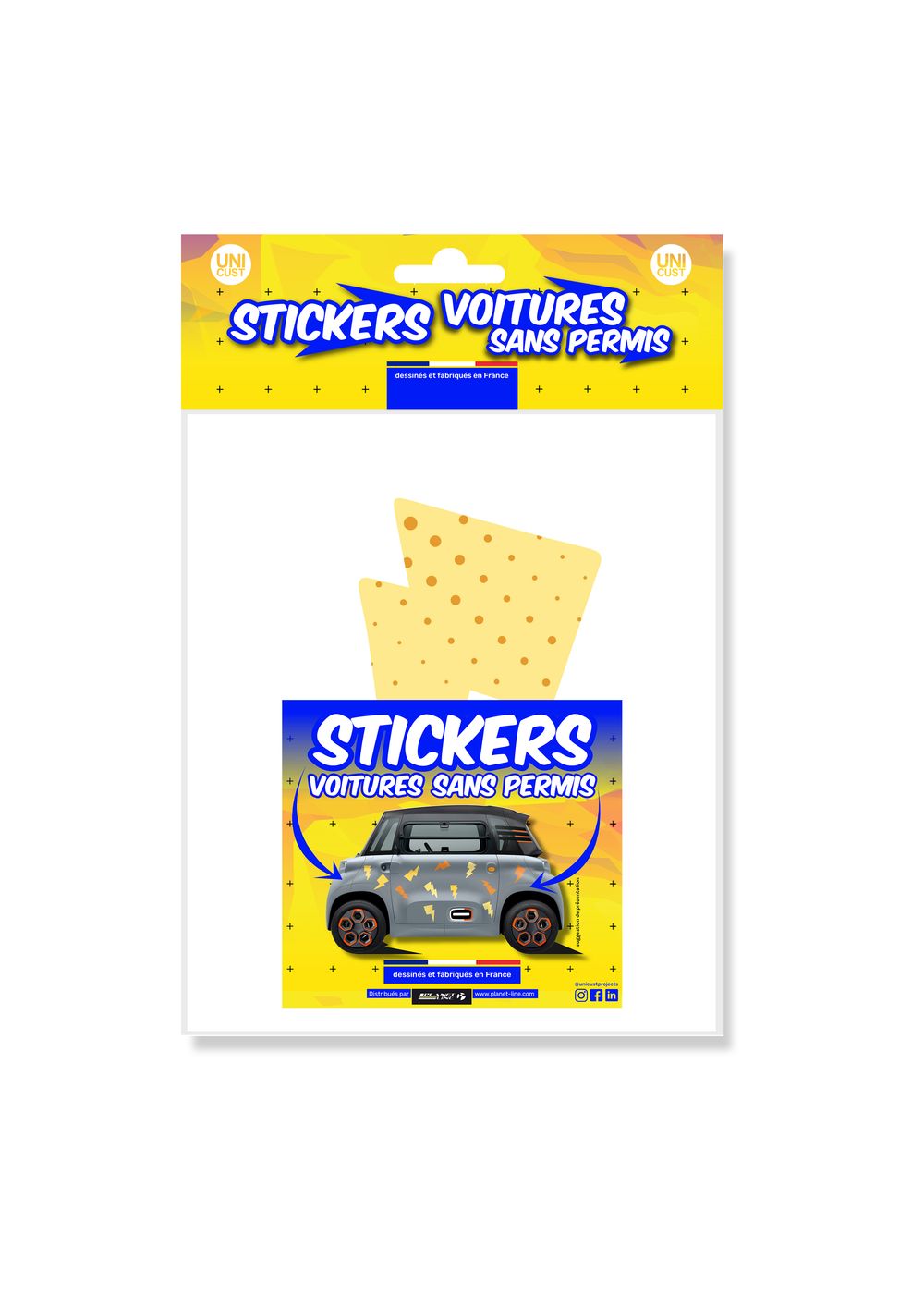KIT 24 AUTOCOLLANTS DECO "ECLAIRS" POUR VOITURE SANS PERMIS ABS