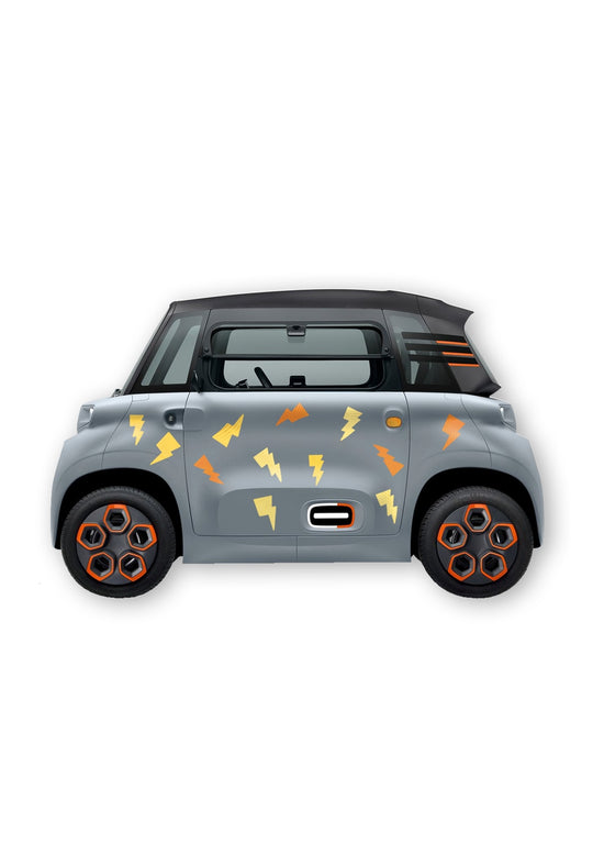 KIT 24 AUTOCOLLANTS DECO "ECLAIRS" POUR VOITURE SANS PERMIS ABS
