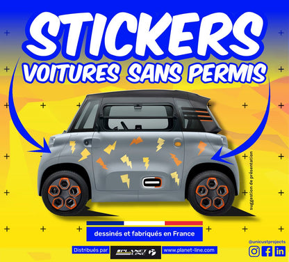 KIT 24 AUTOCOLLANTS DECO "ECLAIRS" POUR VOITURE SANS PERMIS ABS