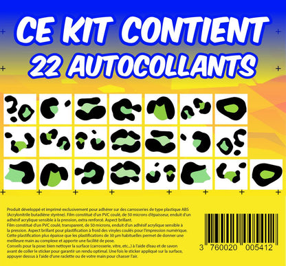 KIT 22 AUTOCOLLANTS DECO "LEOPARD" POUR VOITURE SANS PERMIS ABS
