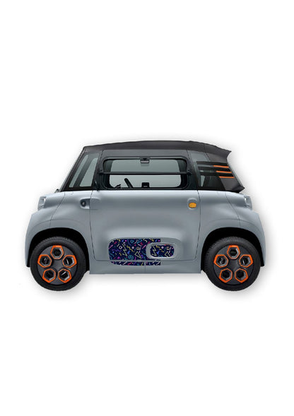 KIT AUTOCOLLANTS BAS DE PORTE (2 COTES) "FUN 6" POUR VOITURE SANS PERMIS ABS