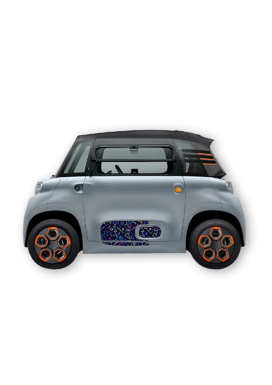 KIT AUTOCOLLANTS BAS DE PORTE (2 COTES) "FUN 6" POUR VOITURE SANS PERMIS ABS