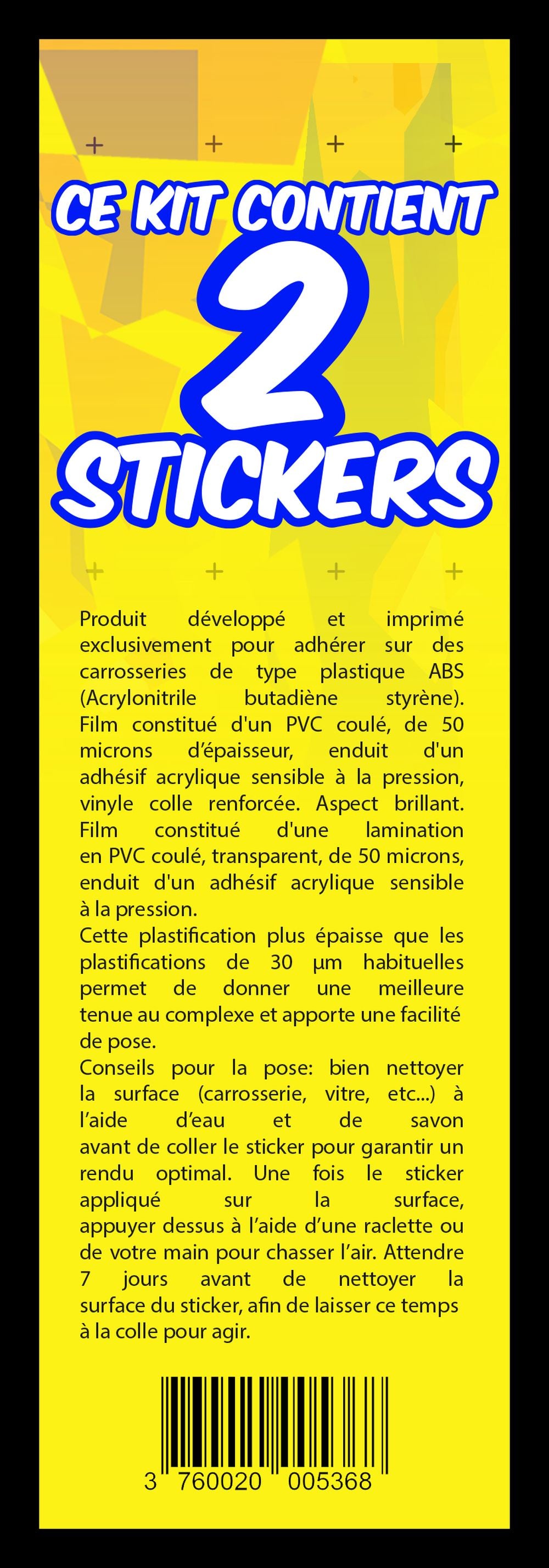 KIT AUTOCOLLANTS BAS DE PORTE (2 COTES) "LIGHT 1" POUR VOITURE SANS PERMIS ABS