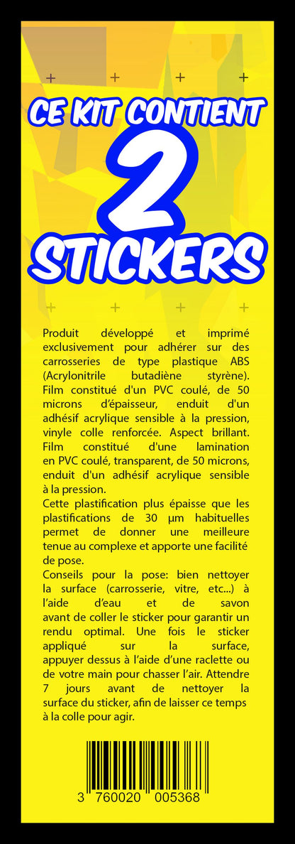 KIT AUTOCOLLANTS BAS DE PORTE (2 COTES) "LIGHT 1" POUR VOITURE SANS PERMIS ABS