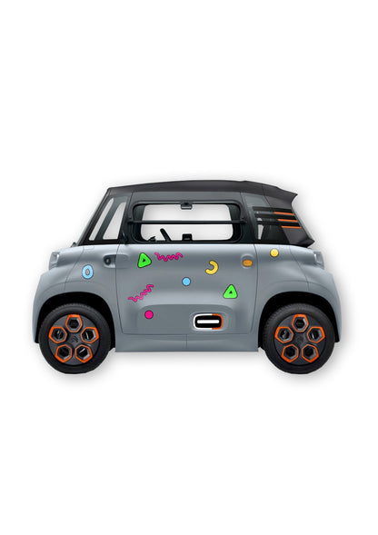 KIT 18 AUTOCOLLANTS DECO "FORME 90S" POUR VOITURE SANS PERMIS ABS
