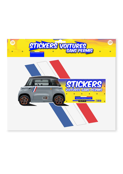 KIT AUTOCOLLANTS DECO AMI "FRANCE" (2 COTES) POUR VOITURE SANS PERMIS ABS
