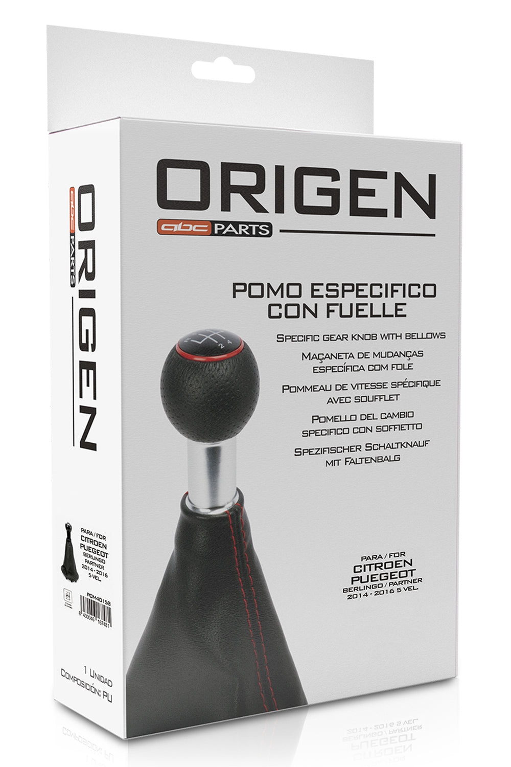 POMMEAU DE VITESSES + SOUFFLET ADAPTABLE POUR PEUGEOT CITROEN PARTNER/ BERLINGO 2014-2016