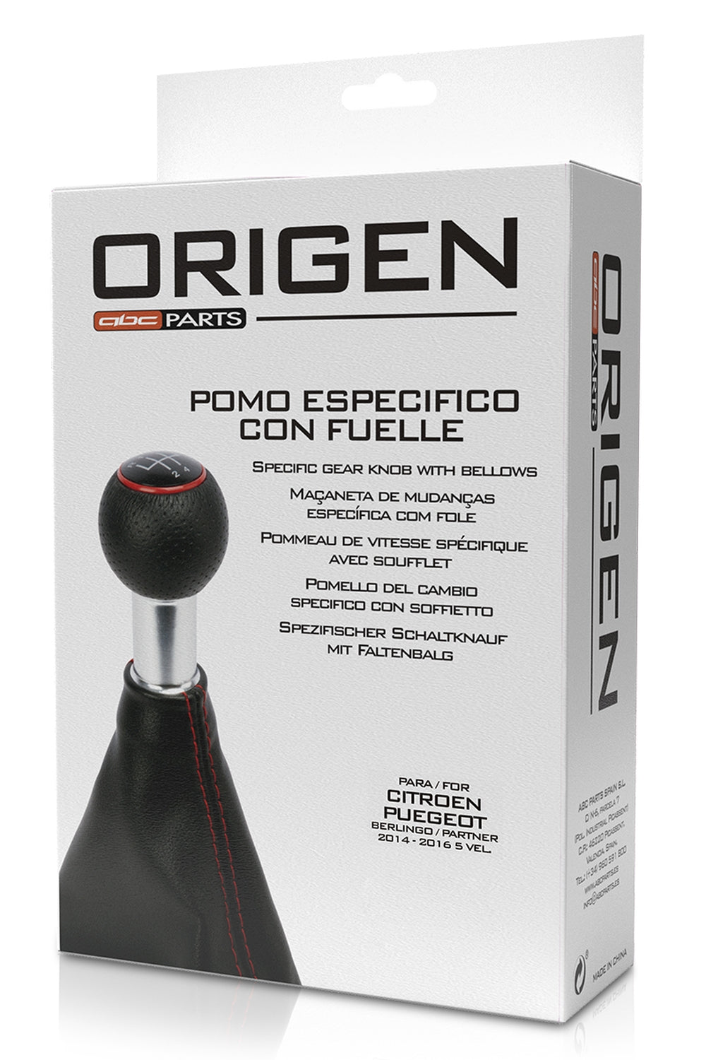 POMMEAU DE VITESSES + SOUFFLET ADAPTABLE POUR PEUGEOT CITROEN PARTNER/ BERLINGO 2014-2016
