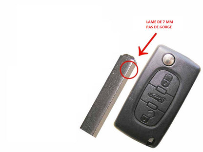 COQUE CLE ADAPTABLE PSA 3 BOUTONS LAME FRAISEE RETRACTABLE 7MM