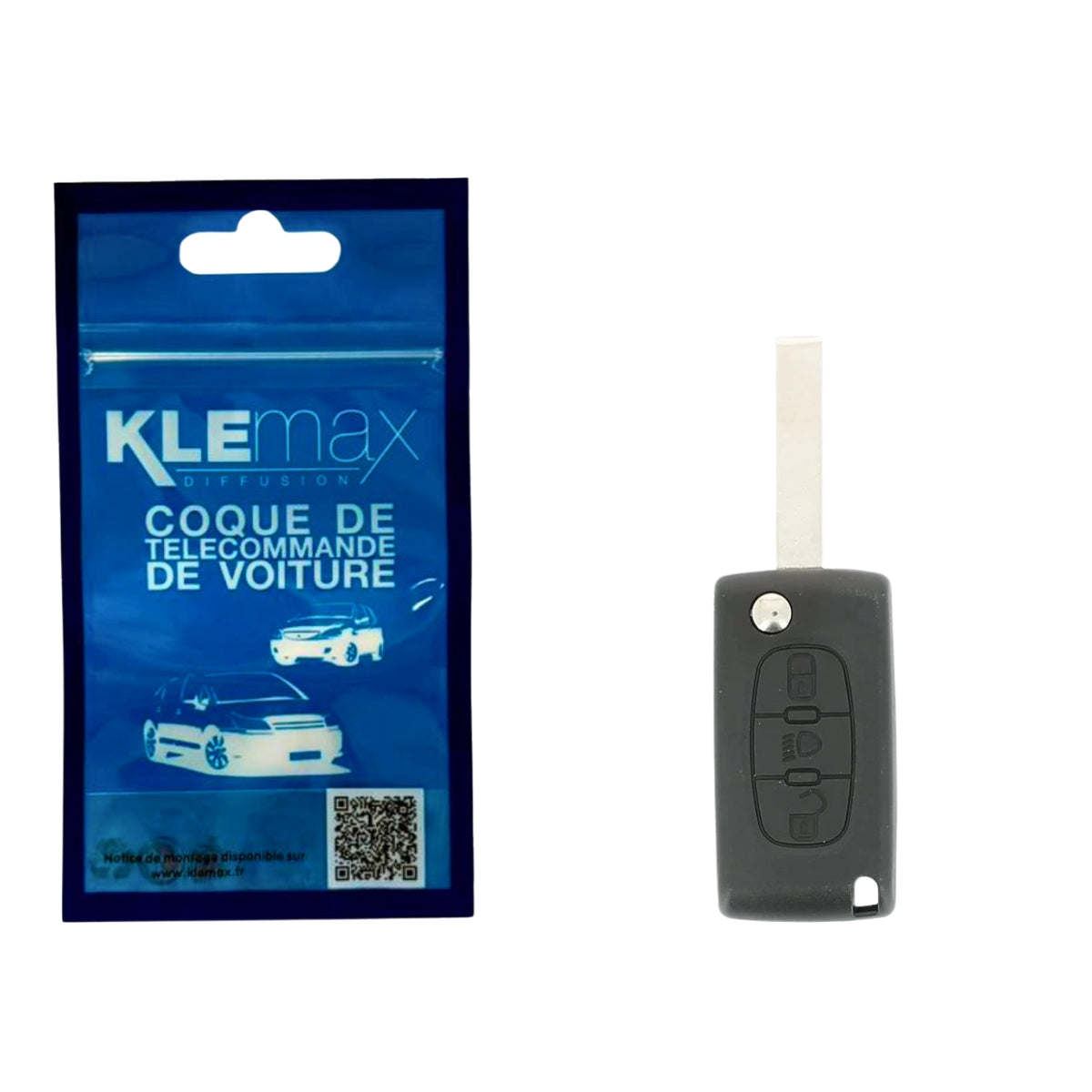 COQUE CLE ADAPTABLE PSA 3 BOUTONS LAME FRAISEE RETRACTABLE 8MM