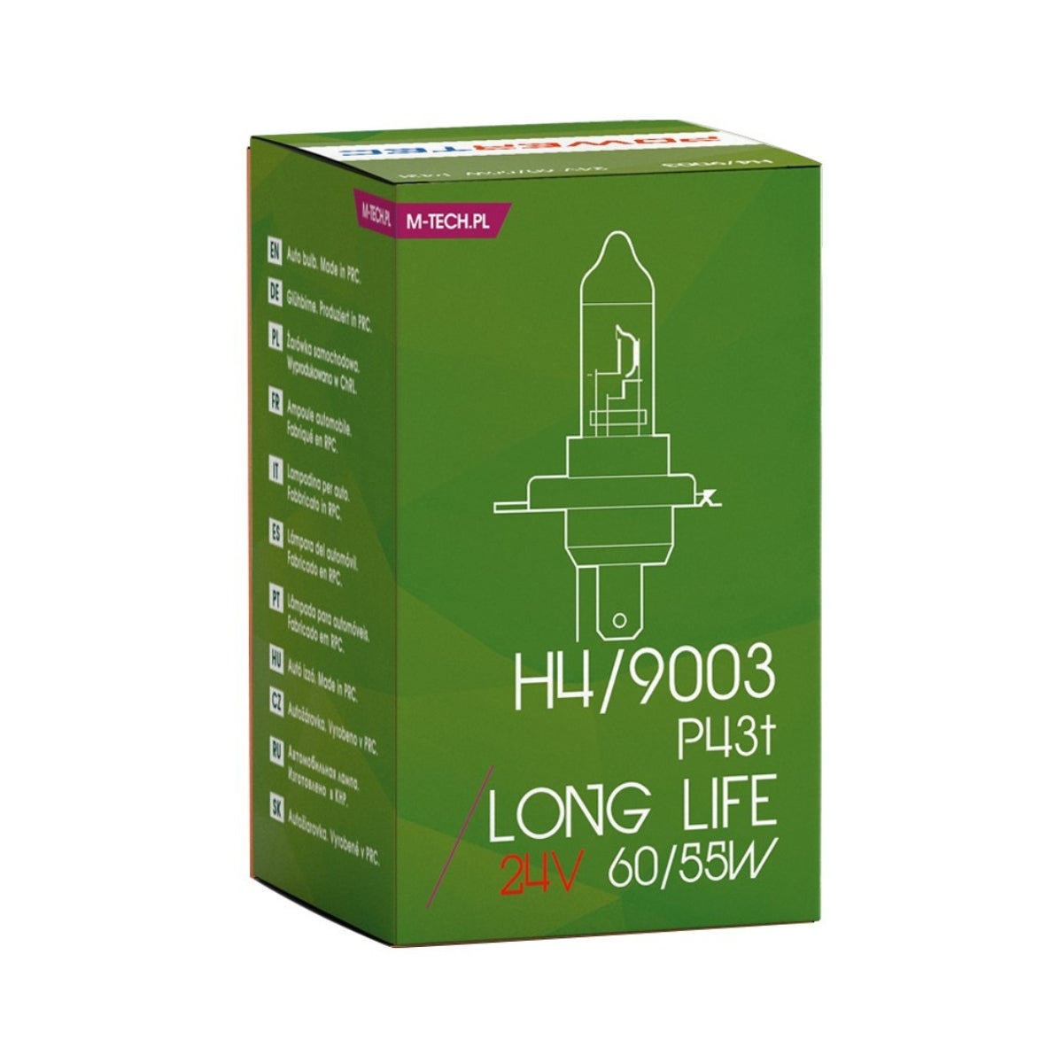 AMPOULE HALOGENE H4 P43T 24V 75/70W LONG LIFE (BOITE) X1 MTECH