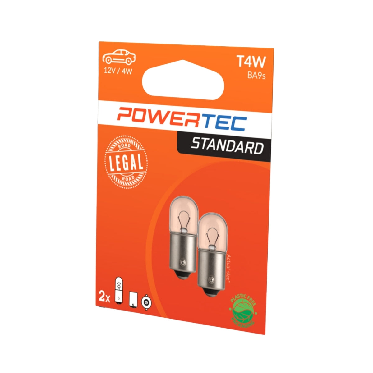 AMPOULE HALOGENE X 2 (ECO PACKAGING) T4W BA9S 12V POWERTEC MTECH