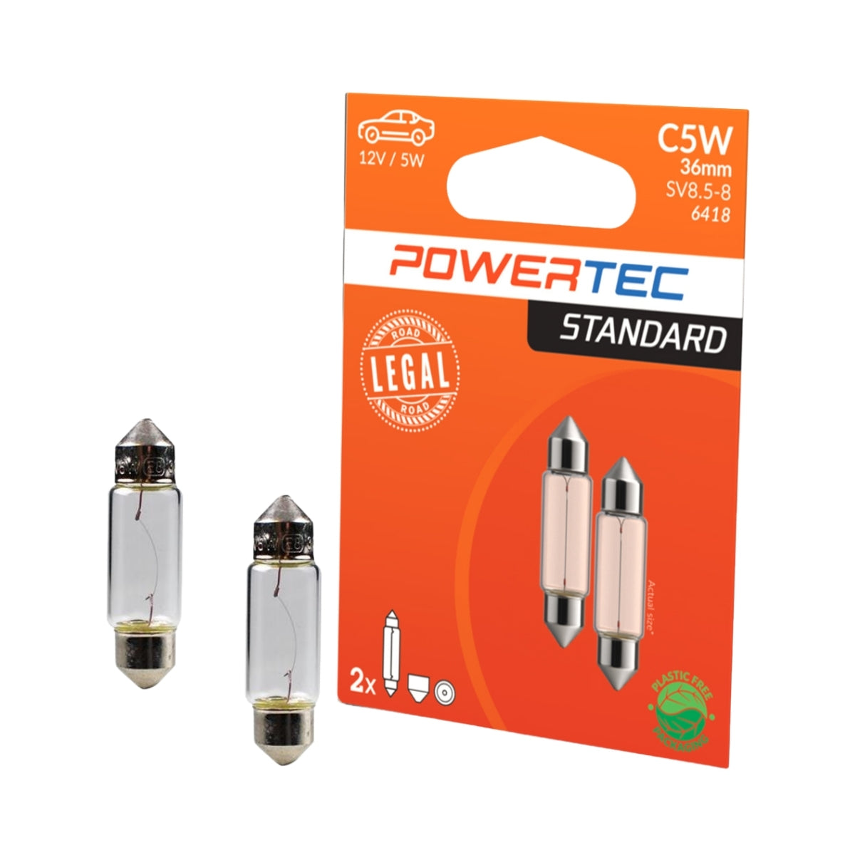 AMPOULE HALOGENE X 2 (ECO PACKAGING) C5W SV8.5 (36MM) 12V 5W MTECH