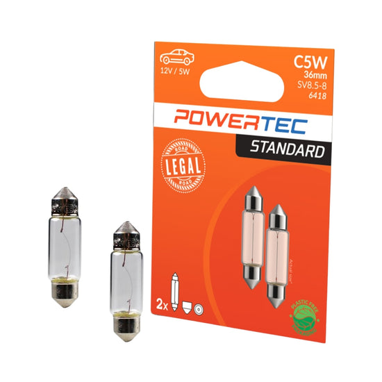 AMPOULE HALOGENE X 2 (ECO PACKAGING) C5W SV8.5 (36MM) 12V 5W MTECH
