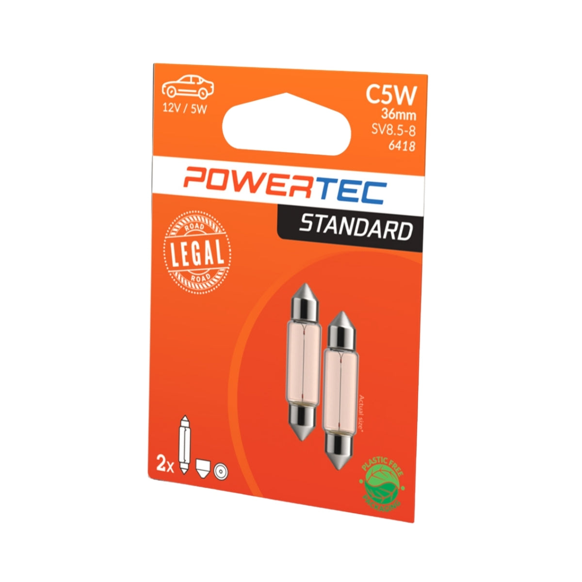 AMPOULE HALOGENE X 2 (ECO PACKAGING) C5W SV8.5 (36MM) 12V 5W MTECH