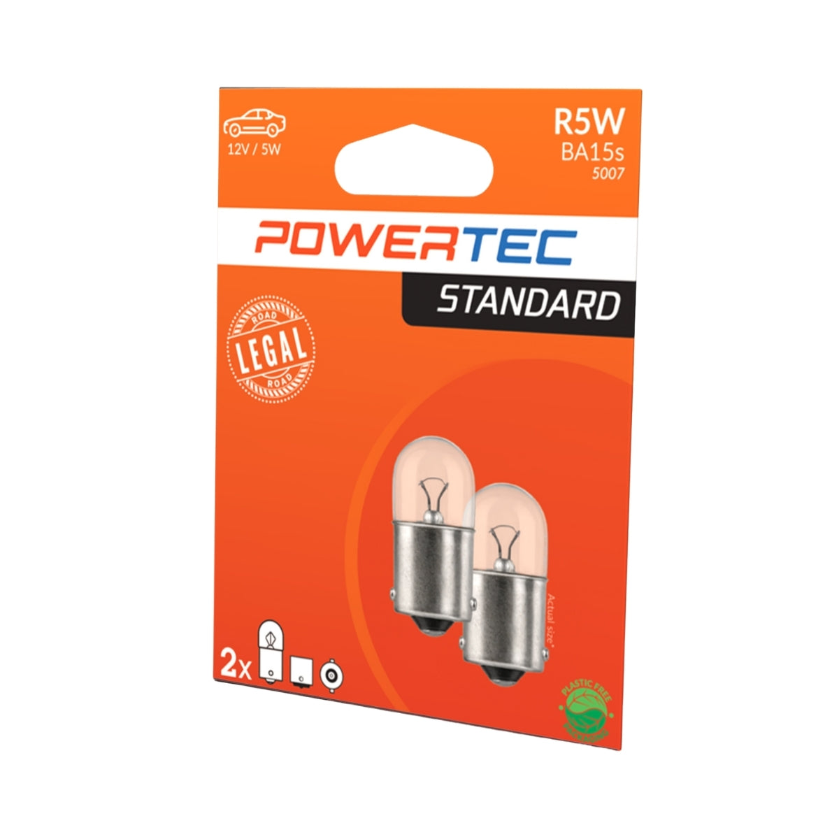AMPOULE HALOGENE X 2 (ECO PACKAGING) R5W T16 12V 5W BA15S POWERTEC MTECH