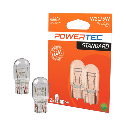 AMPOULE HALOGENE X 2 (ECO PACKAGING) W21/5W T20 W3X16Q 12V 21/5W POWERTEC MTECH