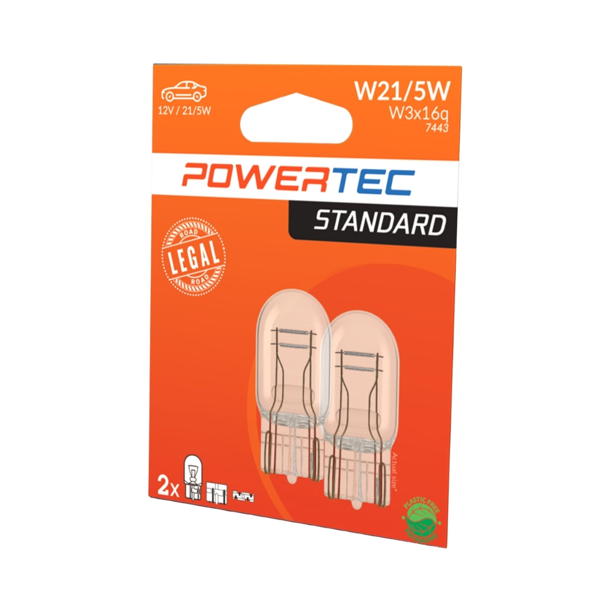 AMPOULE HALOGENE X 2 (ECO PACKAGING) W21/5W T20 W3X16Q 12V 21/5W POWERTEC MTECH