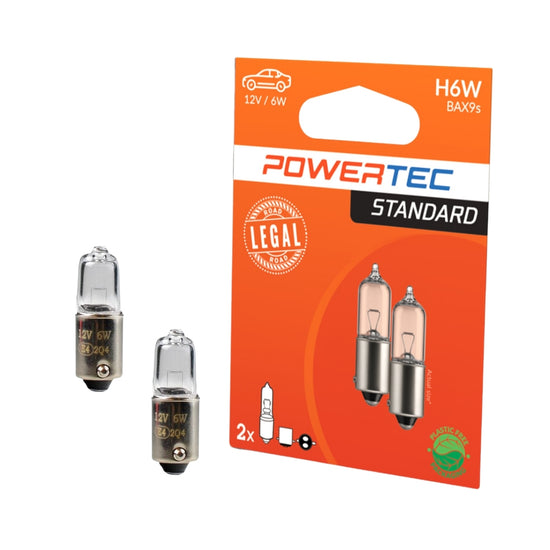 AMPOULE HALOGENE X 2 (ECO PACKAGING) H6W BAX9S 12V 6W POWERTEC MTECH