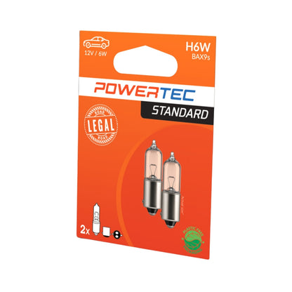 AMPOULE HALOGENE X 2 (ECO PACKAGING) H6W BAX9S 12V 6W POWERTEC MTECH