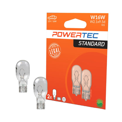 AMPOULE HALOGENE X 2 (ECO PACKAGING) W16W T15 12V 16W POWERTEC MTECH