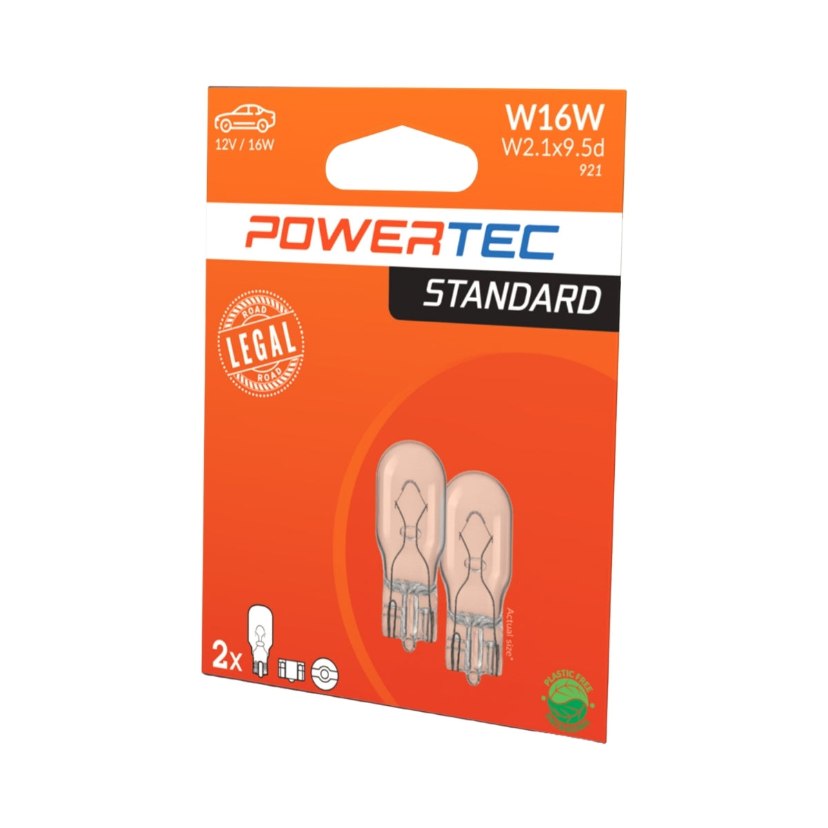 AMPOULE HALOGENE X 2 (ECO PACKAGING) W16W T15 12V 16W POWERTEC MTECH