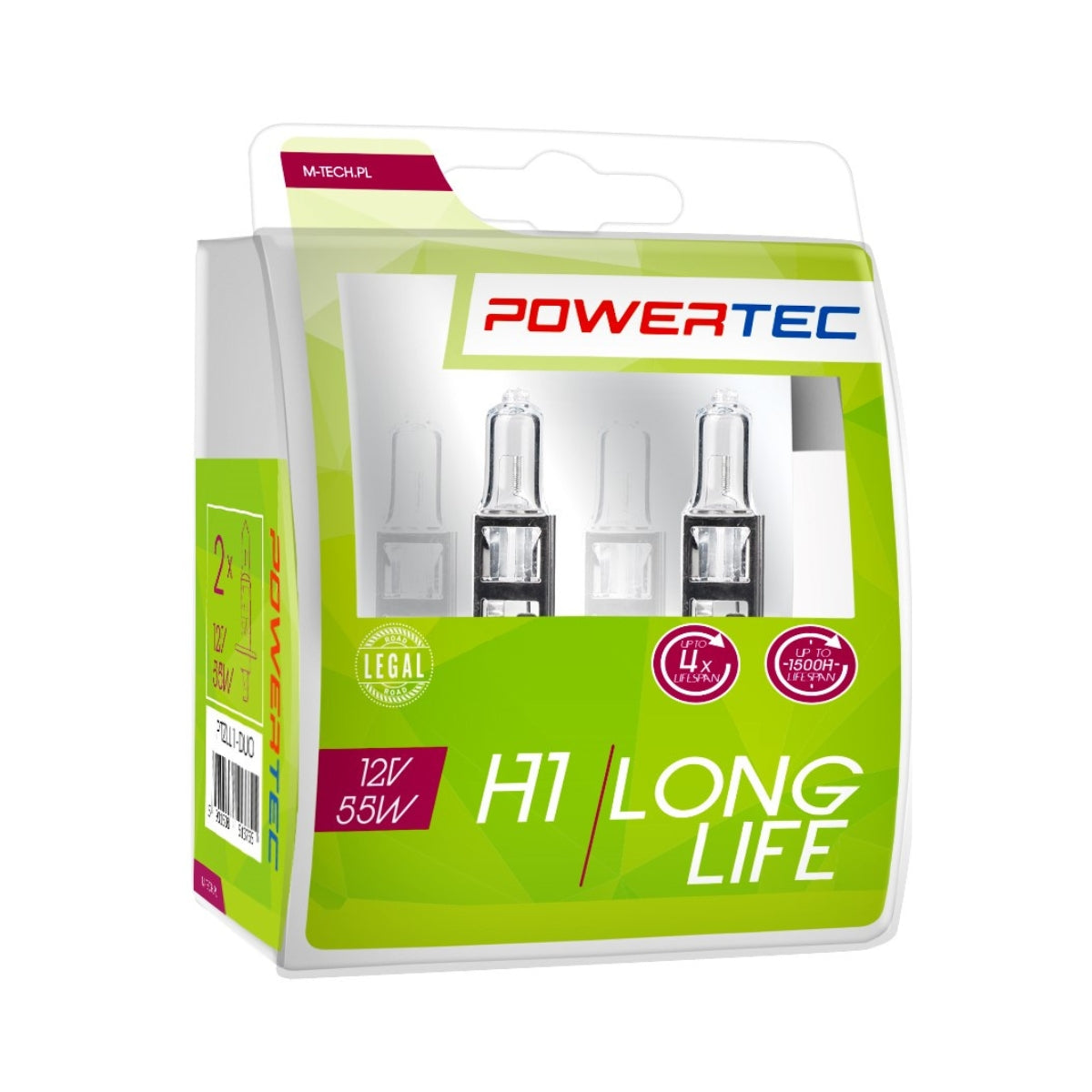 AMPOULES HALOGENES H1 P14.5S 12V 55W LONG LIFE (BLISTER) X2 MTECH