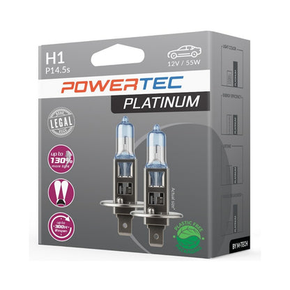 AMPOULES HALOGENES H1 P14.5D 12V 55W +130% PLATINUM (BLISTER) X2 MTECH