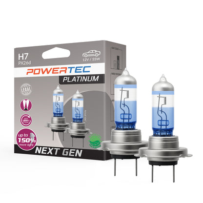 AMPOULES HALOGENES H7 PX26D 12V 55W +130% PLATINUM (BLISTER) X2 MTECH