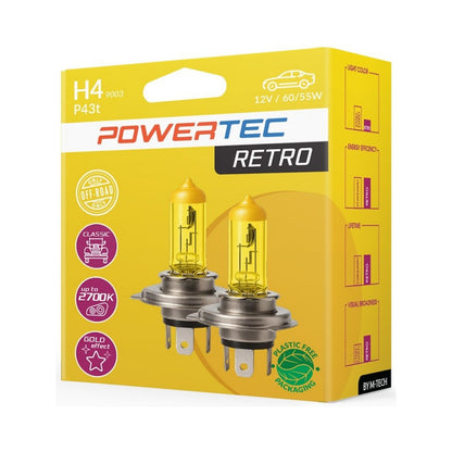 AMPOULES HALOGENES H4 P43T 12V 60/55W JAUNE (BLISTER) X2 MTECH