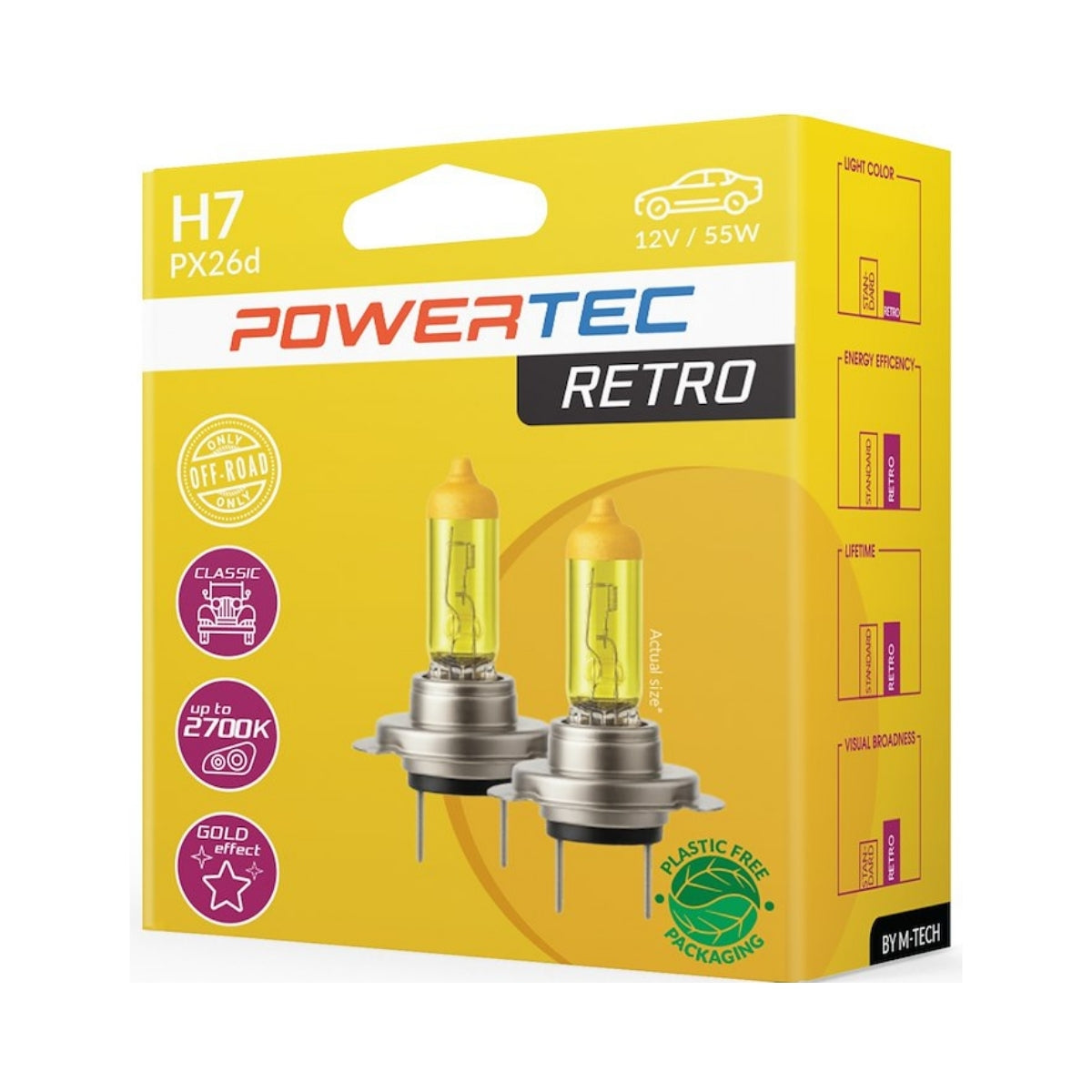 AMPOULES HALOGENES H7 PX26D 12V 55W JAUNE (BLISTER) X2 MTECH