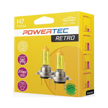 AMPOULES HALOGENES H7 PX26D 12V 55W JAUNE (BLISTER) X2 MTECH