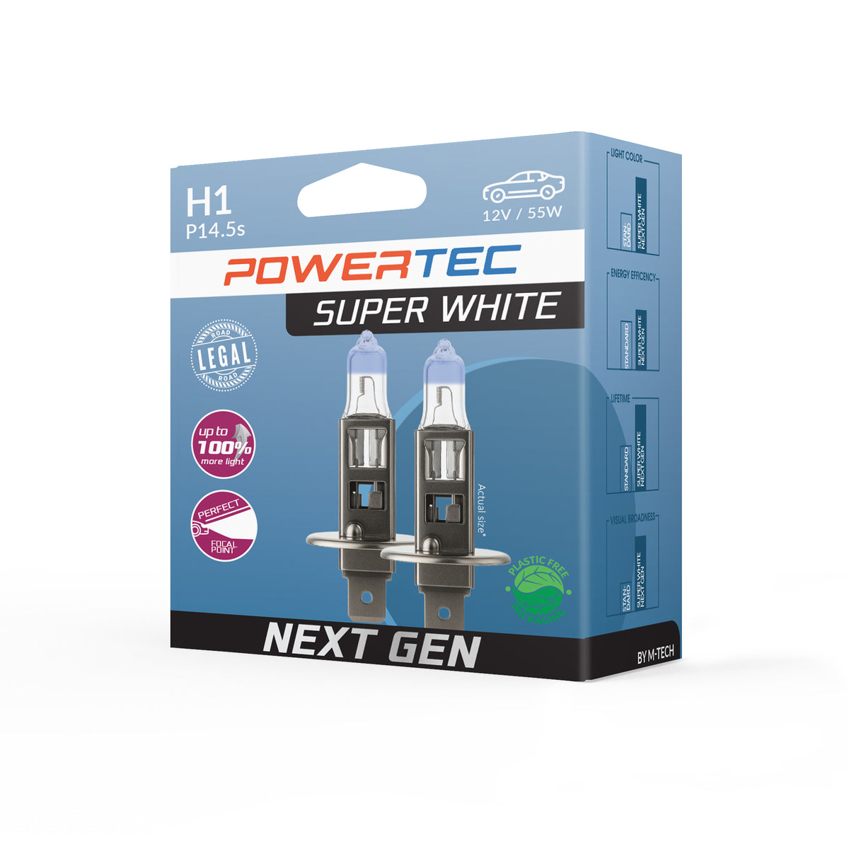 AMPOULES HALOGENES H1 P14.5S 12V 55W SUPERWHITE (BLISTER) X2 MTECH