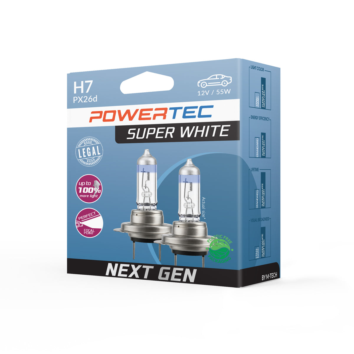 AMPOULES HALOGENES H7 PX26D 12V 55W SUPERWHITE (BLISTER) X2 MTECH