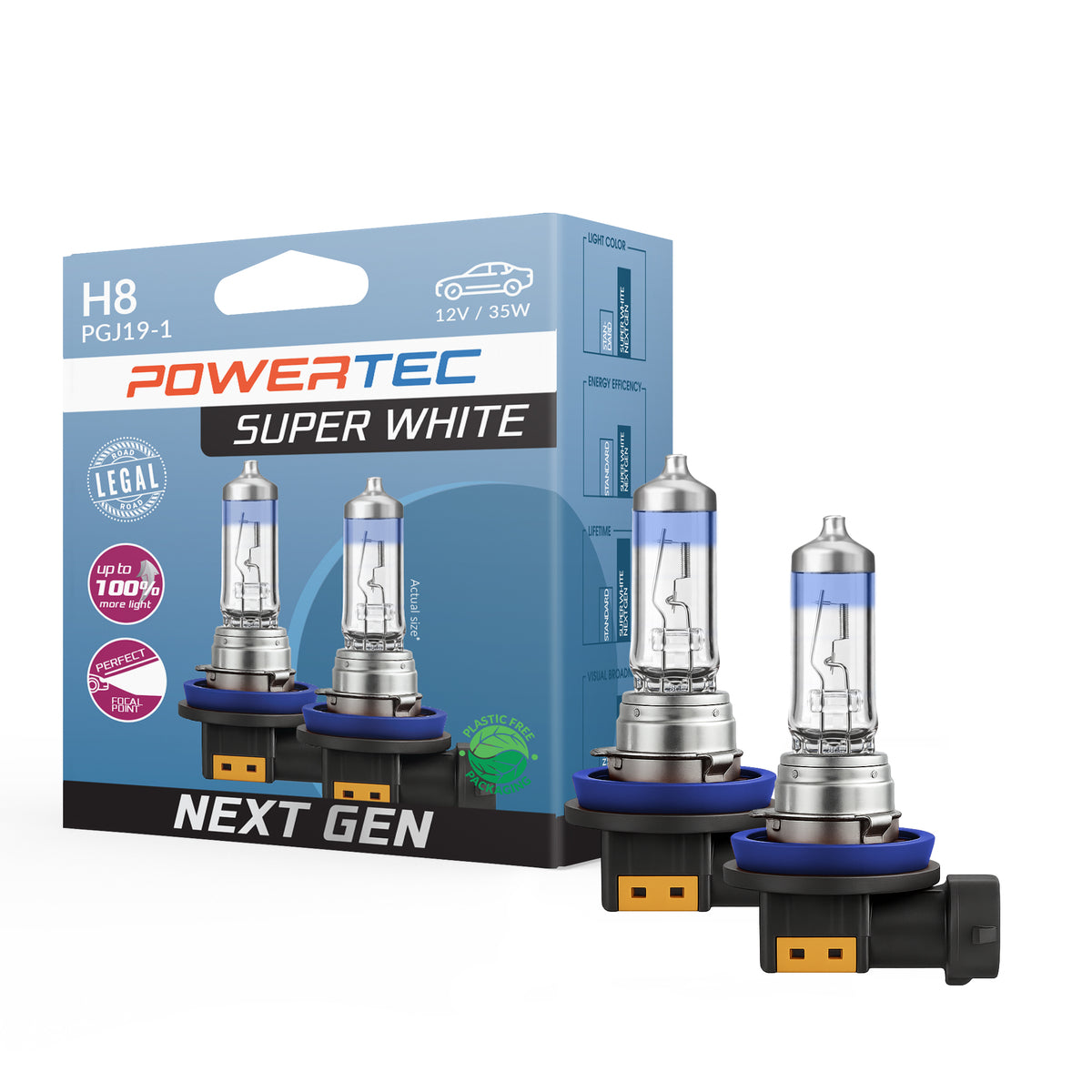 AMPOULES HALOGENES H8 PGJ19-1 12V 35W SUPERWHITE (BLISTER) X2 MTECH