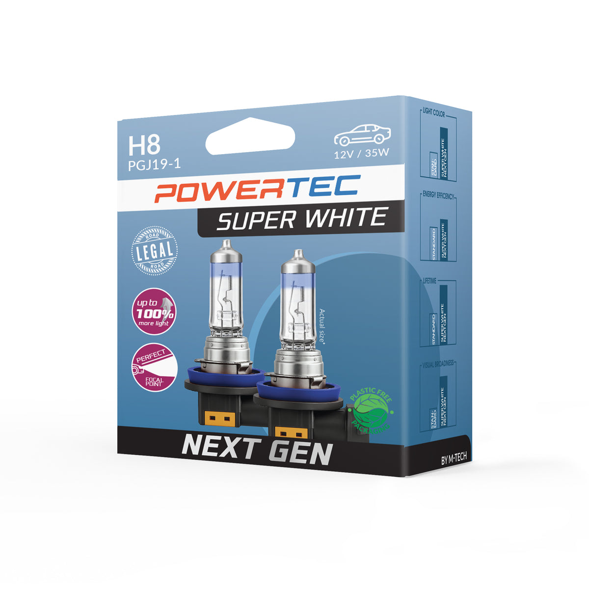 AMPOULES HALOGENES H8 PGJ19-1 12V 35W SUPERWHITE (BLISTER) X2 MTECH